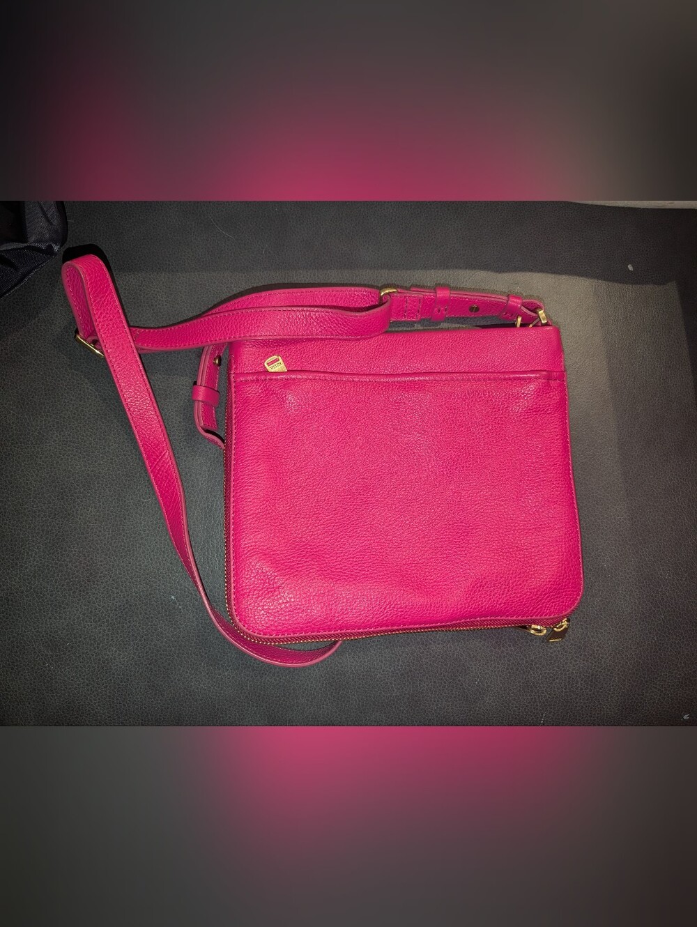 Fossil Hot Pink Leather Crossbody Bag
